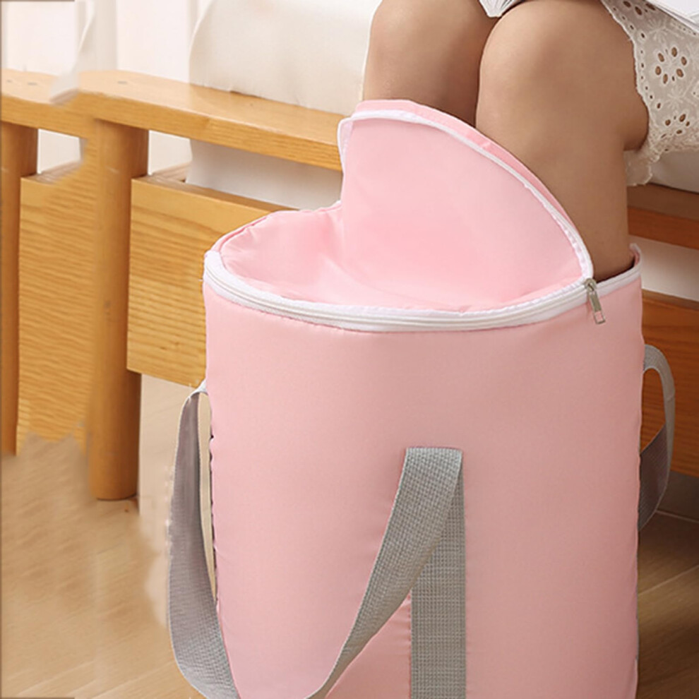 Pink Collapsible Foot Spa Basin Leakproof Foldable Soak Tub With Lid 14.9 Inch For Home And Travel