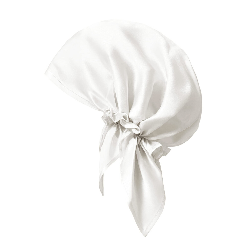 Ivory Mulberry Silk Hair Bonnet Sleep Cap For Frizz Reduction And Moisture Retention, Mxl