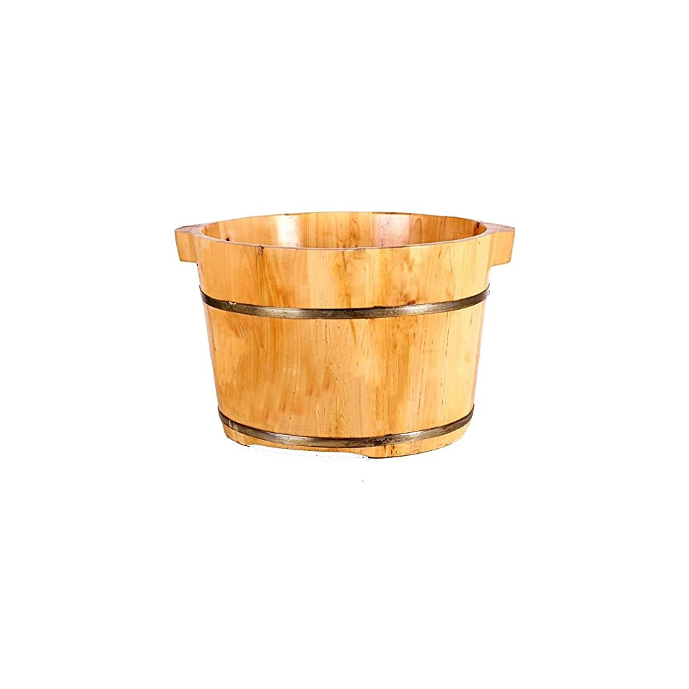 Wooden Foot Spa Bath Tub with Bubble Massage Therapy and Raised Nodes for Home Pedicure