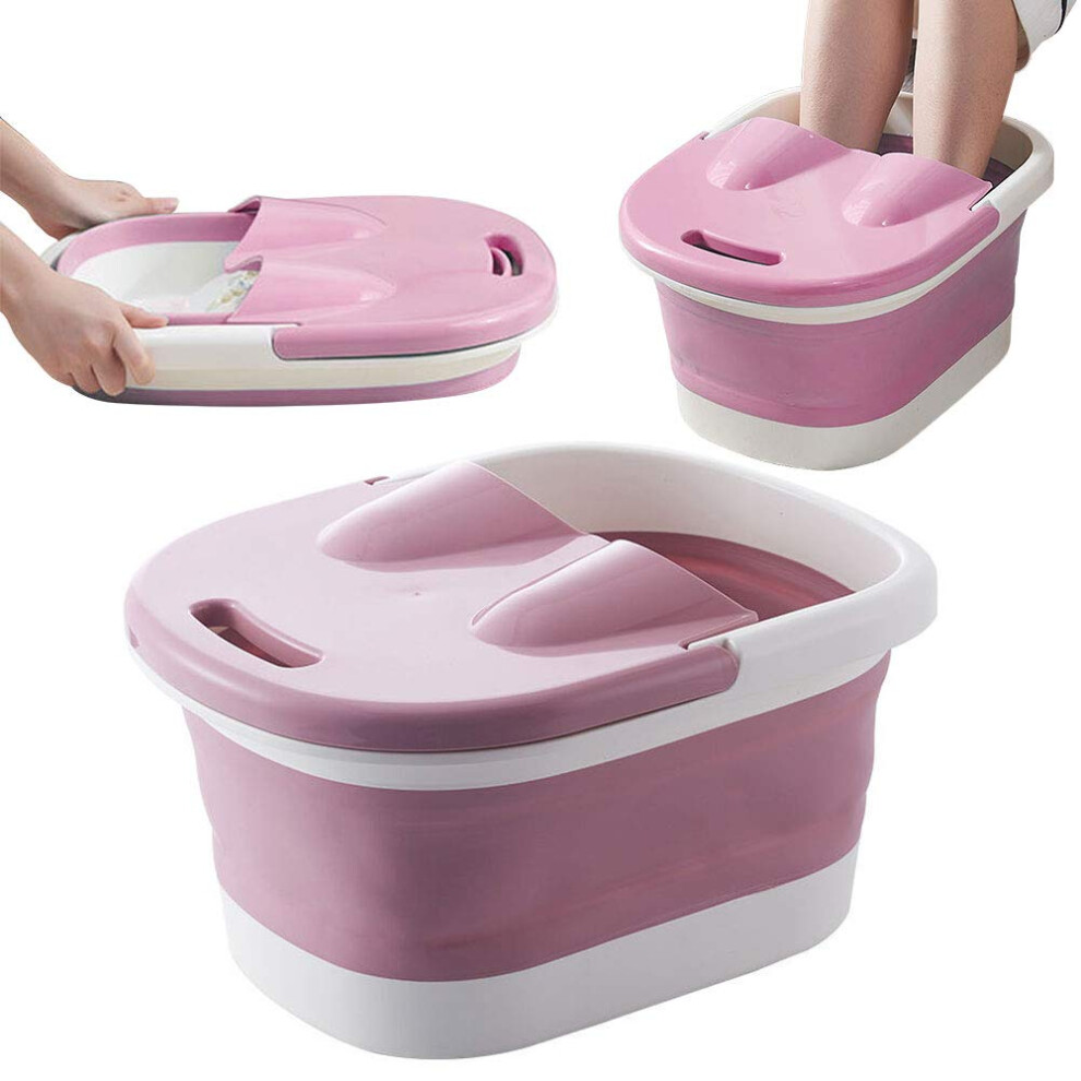 Large Collapsible Foot Soak Basin with Lid, Foldable Foot Spa Tub for Home Pedicure
