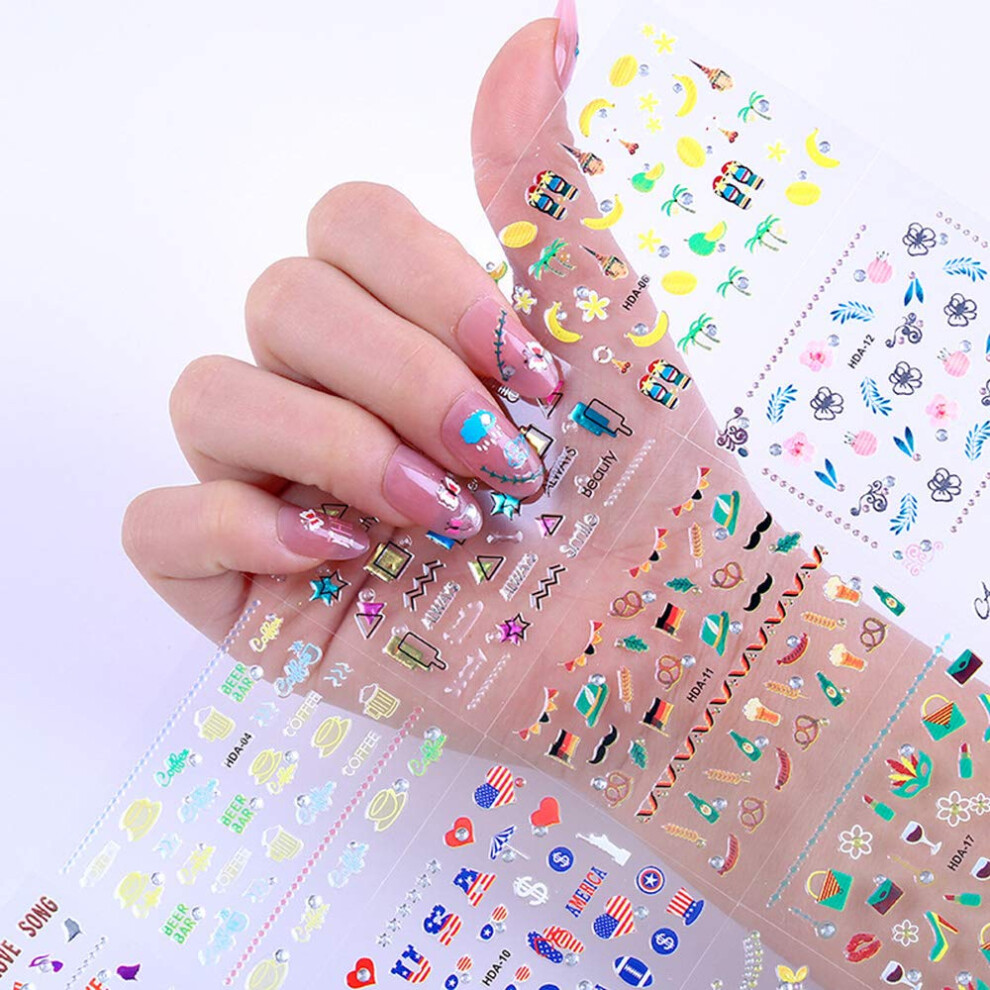 3D Nail Stickers SelfAdhesive Waterproof Nail Art Decals for DIY Natural or False Nails 30 Sheets