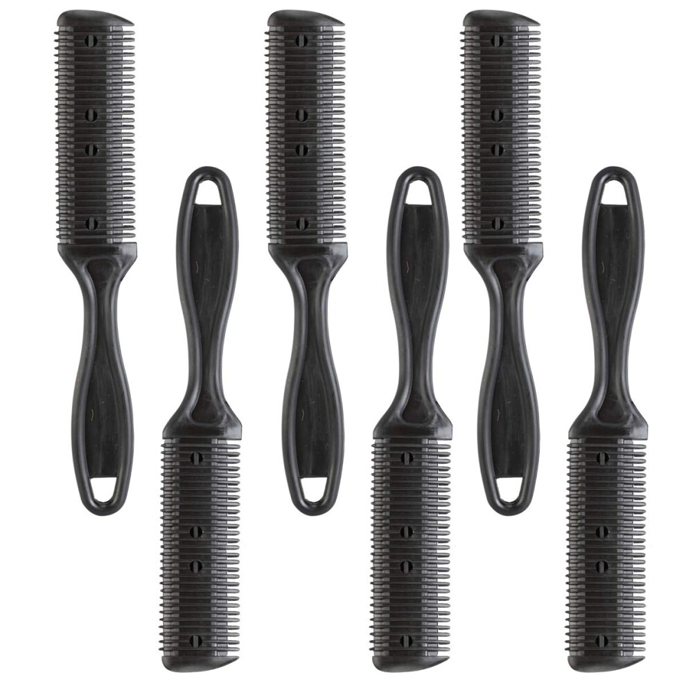 Unisex Black Hair Razor Comb 6Pcs Dualsided Cutter With Replaceable Blade For Home And Salon Use