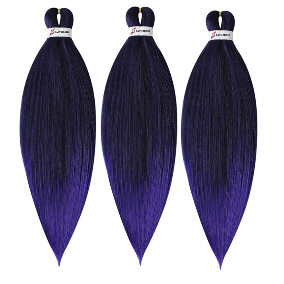 Unisex 26 Inch Ombre Prestretched Braiding Hair Extensions, Jumbo Yaki Texture, 3 Packs For Women