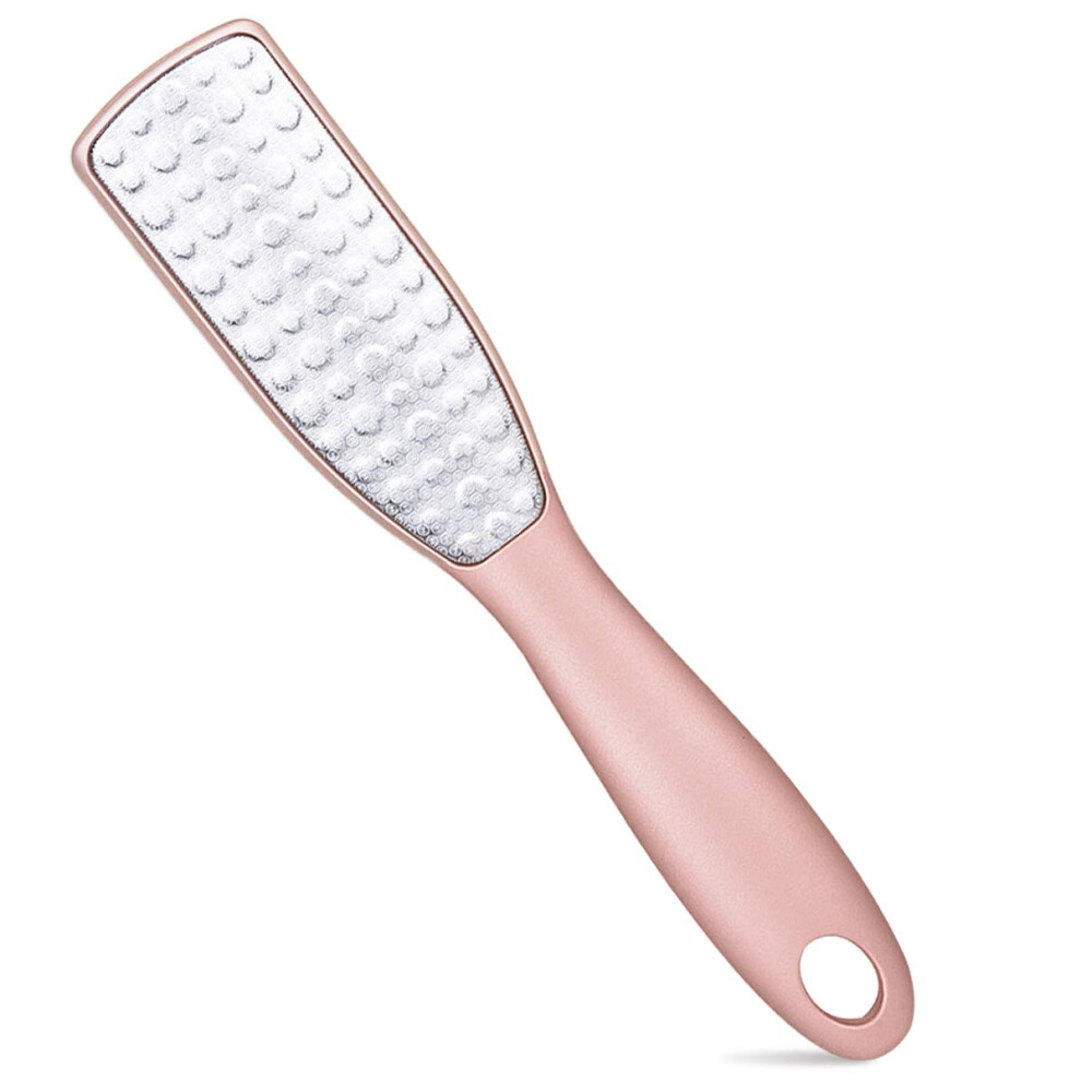 Pink Foot File Callus Remover With Dual Texture Stainless Steel, Pedicure Scraper For Wet And Dry Feet