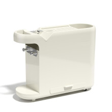 Kitchen Knife Holder with Sharpener, Cutting Board and Utensil Storage Rack, White ABS