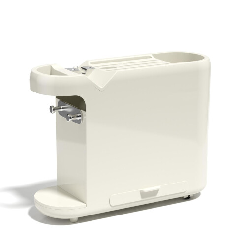 Kitchen Knife Holder with Sharpener, Cutting Board and Utensil Storage Rack, White ABS