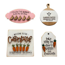 Home Office Desk Decor, Easter Decor Wooden Signs With Farmhouse Style, Rustic Carrot Patch Accents, Multicolor, 10 X 8 X 5cm