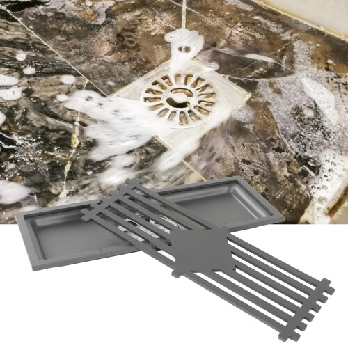 Linear Shower Drain, Rectangular Shower Drain with Removable Grate for Efficient Water Management 1