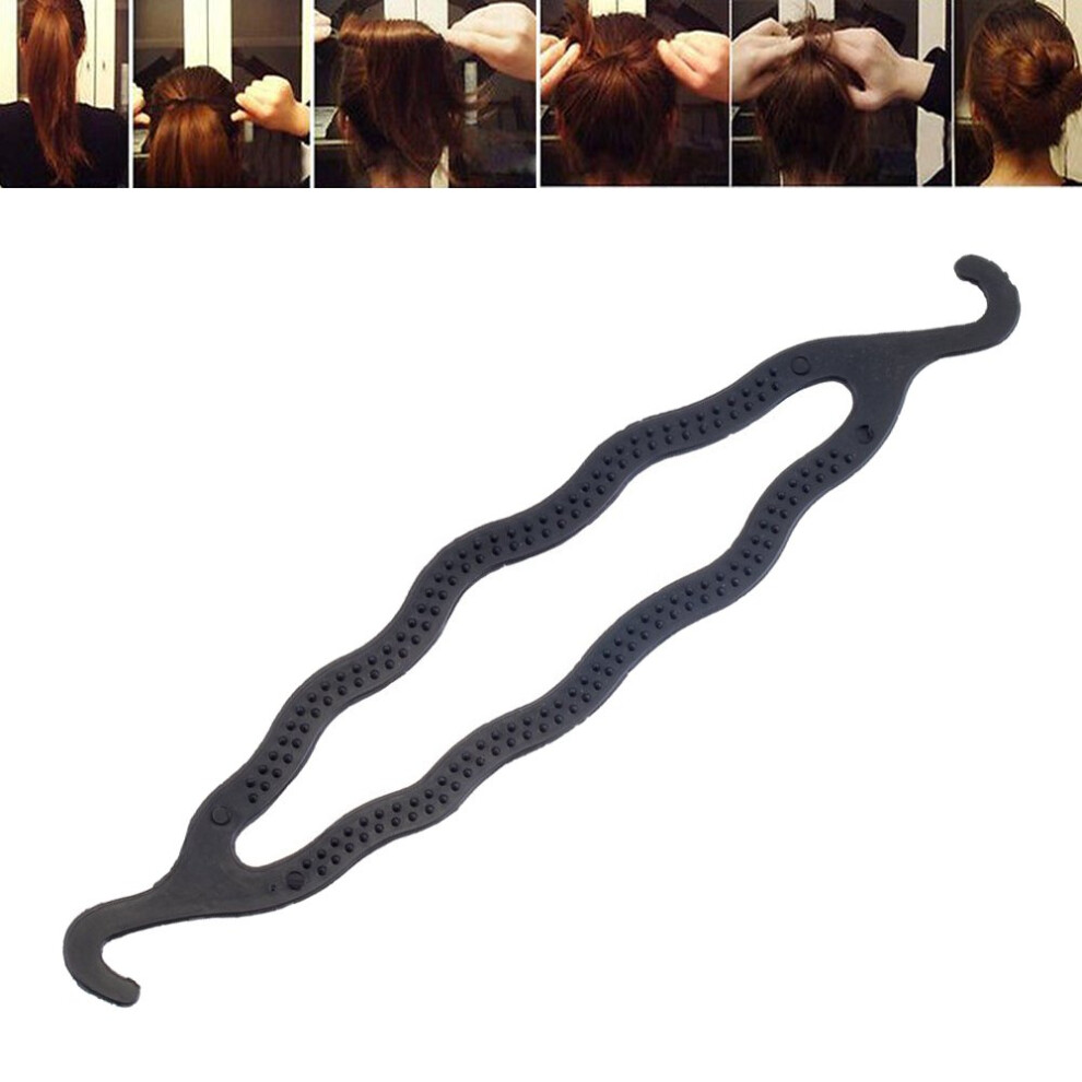 Black Hair Bun Maker with Secure Hold, Easy to Use Hair Styling Tool for Fast DIY Updos