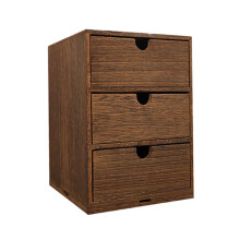 Wood Multi Layer Storage Drawer Box With Lock Vintage Style Brown Desktop Organizer For Home Office Kitchen Storage