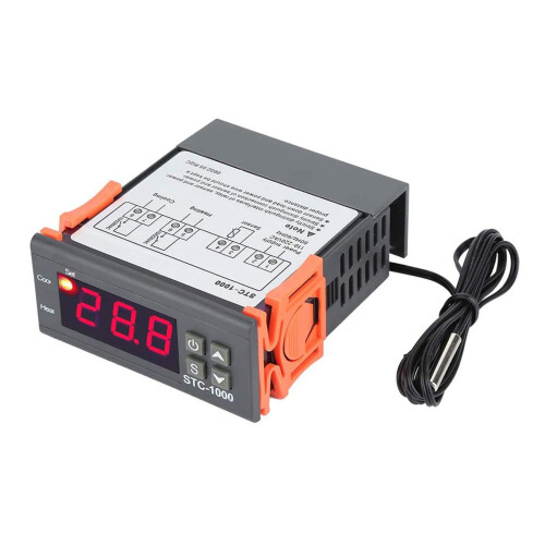 STC1000 Digital Temperature Controller 220V with Sensor, Dual Heating Cooling Modes for Aquarium and Incubator