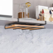 Kitchen Cabinet Organizer with Pot Lid and Cutting Board Holder, Hanging Stainless Steel Rack Black