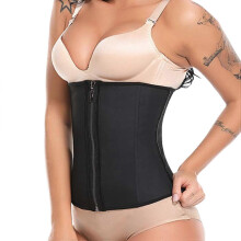 Zip Waist Trainer for Women Latex Cincher Corset Training Body Shaper Workout GirdleL