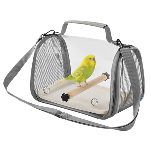 Foldable Lightweight Bird Travel Cage Backpack with Ventilation and Clear Windows for Small Parrots