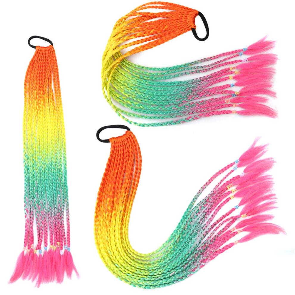 Unisex Braided Ponytail Hair Extension 60Cm Gradient Synthetic Headband With Comfortable Elastic Hold