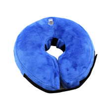 Inflatable Dog Collar with Soft Velour Support, Adjustable Pet Recovery Cone Alternative (Medium)