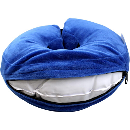 Inflatable Dog Collar with Soft Velour Support, Adjustable Pet Recovery Cone Alternative (Medium) 2