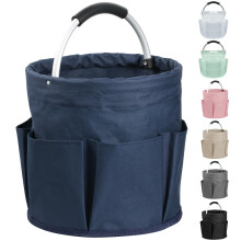 17L Cleaning Caddy With Handle Portable Shower Caddy 600D Oxford Fabric 6 Side Pockets Collapsible Basket Navy Blue