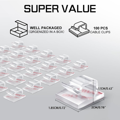 KGROTE 100PCS Cable Clips, Wire Clips Self Adhesiv 1