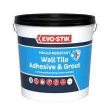 EVO-STIK Mould Resistant Wall Tile Adhesive & Grout White - 5L - Ready-Mixed - Waterproof - 2-in-1 Adhesive & Grout for Bathrooms - Kitchens & Shower