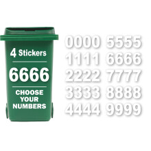 4 x Bin Numbers for Wheelie Bins, 0-9, Dustbin Stickers, Easy Application 17.5cm Stick On Number Stickers - Weatherproof Self Adhesive Vinyl (Number