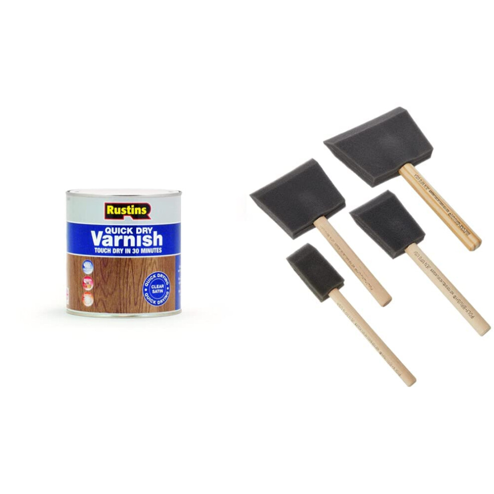 Rustins Quick Dry Varnish Clear Satin 1L & Pbrushp