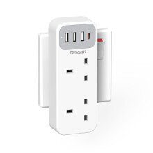 Plug Adapter with 3 USB A and 1 USB C, TESSAN Doub