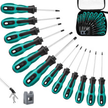Magnetic Torx Screwdriver Set 12pcs, T5 - T40 Tamperproof Torx Driver Star Screwdriver Set with Magnetizer & Demagnetizer, Chrome Vanadium Steel Made