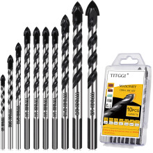10PCS Tile Drill Bits Set, Professional Masonry Drill Bits Set for Porcelain/Glass/Brick/Plastic/Cement/Wood/Tile/Etc (3mm to 12mm)