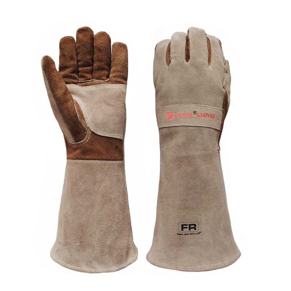 Aouchi Leather Welding Bbq Fire Gloves, Fireproof 90516696