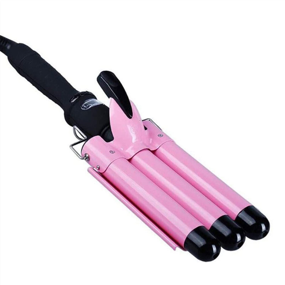 Triple Barrel Curling Iron with LCD Temperature Control, 1 Inch Ceramic Tourmaline Hair Waver