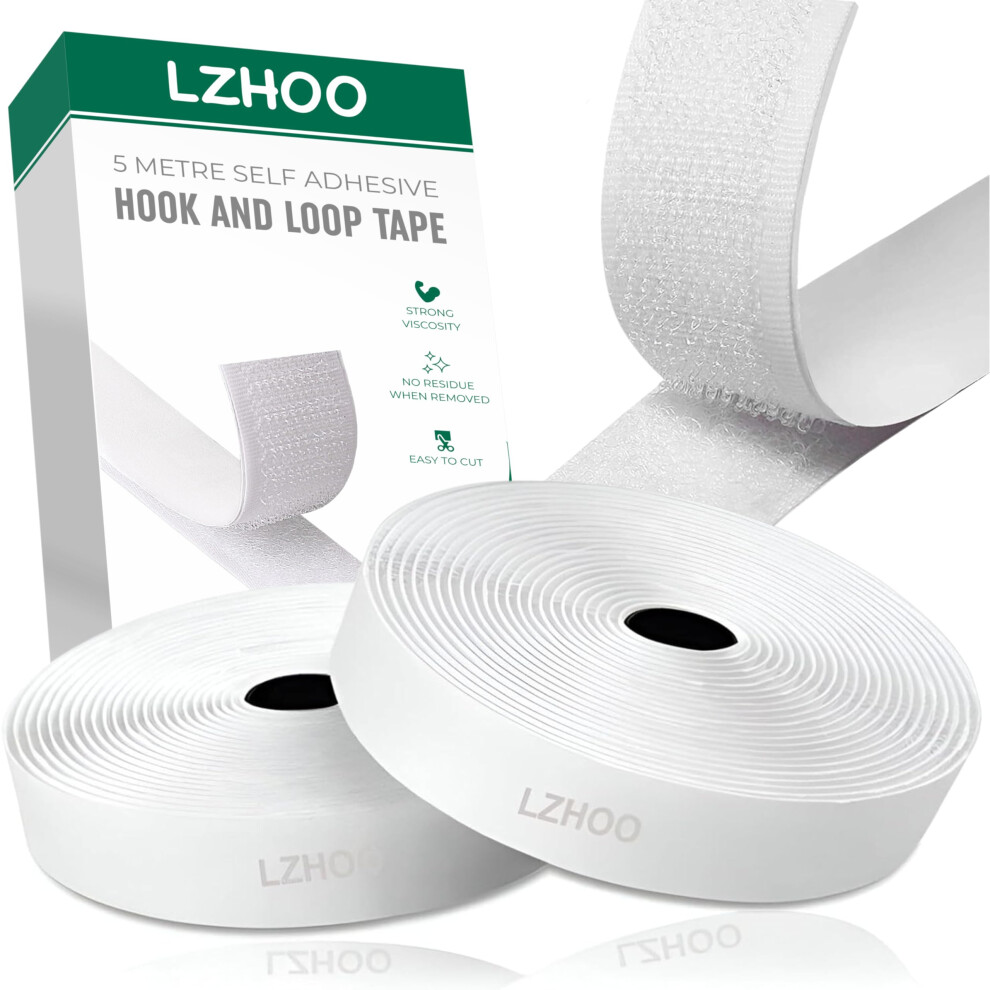 Lzhoo Double Sided Hook And Loop Tape | 16.4Ft X 2Cm | Strong Double Sided Adhesive Tape Heavy Duty, For Home And Office Use, Versatile Mounting Sol 85961111