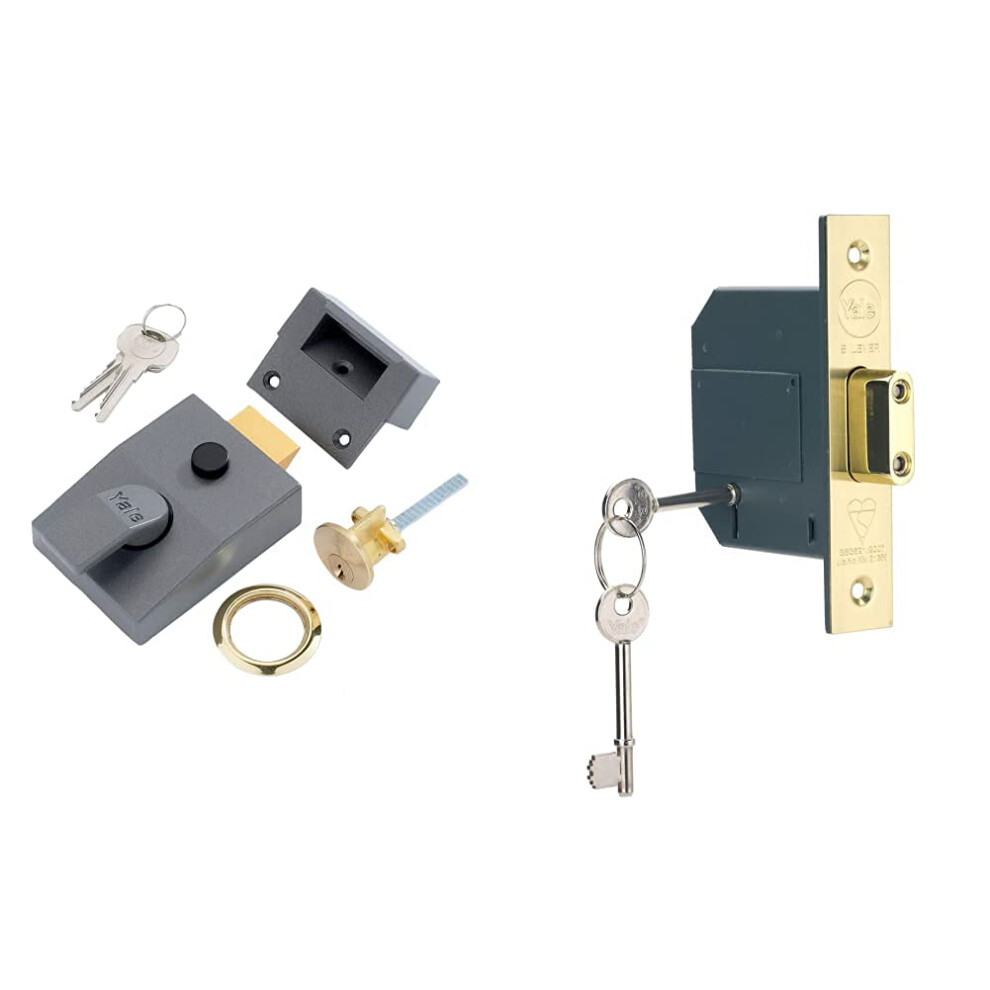 Yale P-89-Dmg-Pb-60 Deadlocking Nightlatch, 60 Mm