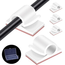 50pcs Cable Clips with Storage Box, White Adhesive
