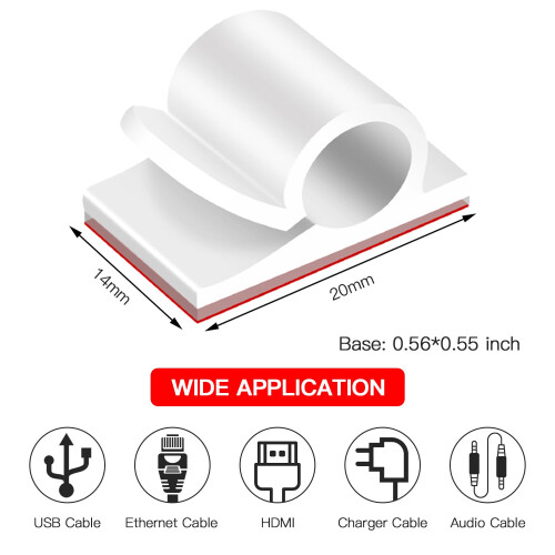 50pcs Cable Clips with Storage Box, White Adhesive 1
