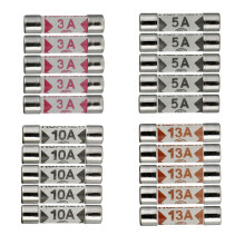 HUAREW 4 Values 20 Pcs 6.3x25 mm BS1362 3 5 10 13 A amp 240 V volt 0.248x0.984 Inch Ceramic Tube Fuses Assortment Kit