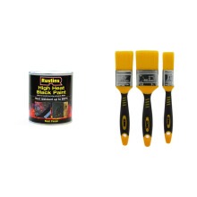 RUSTINS High Heat Black Paint 500ml & Coral 31416