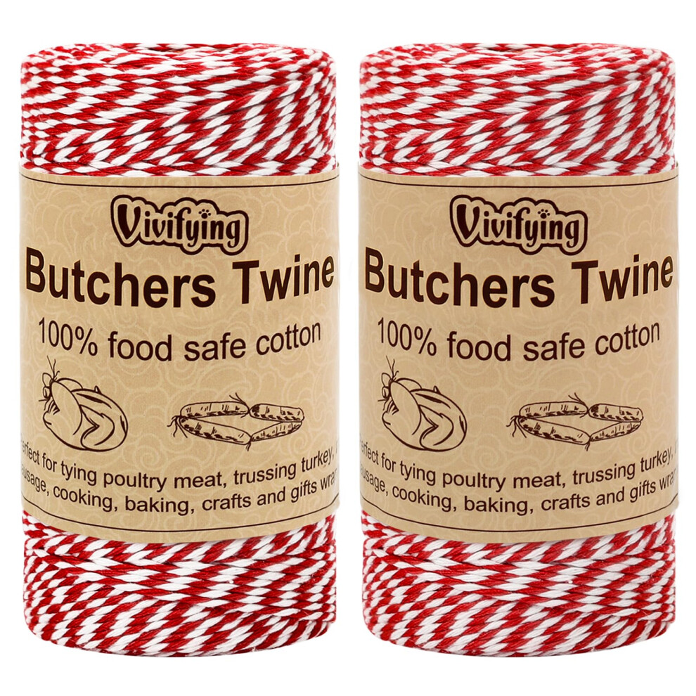 Vivifying Red And White Butchers Twine, 2Pcs X 100 73324775