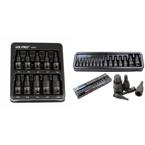 us pro US PRO Tools 10pc Impact Hex Bit Socket Set 1/2''