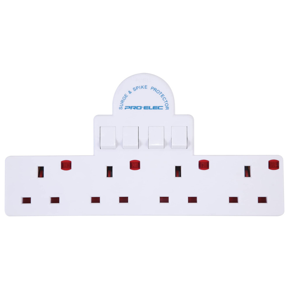 Photos - Electrical Wire & Cable Pro-Elec 13 A 4 Way Switched Adaptor with Surge Pr 