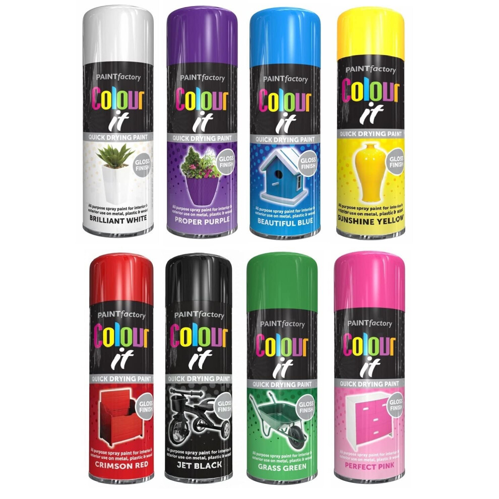 8 Cans Gloss Finish 250Ml Multipurpose Aerosol Spr 49809855