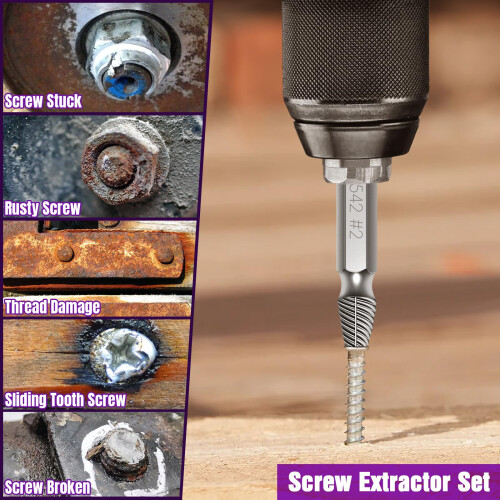 9PCS Damaged Screw Extractor Set, Hardness 63-65HR 2