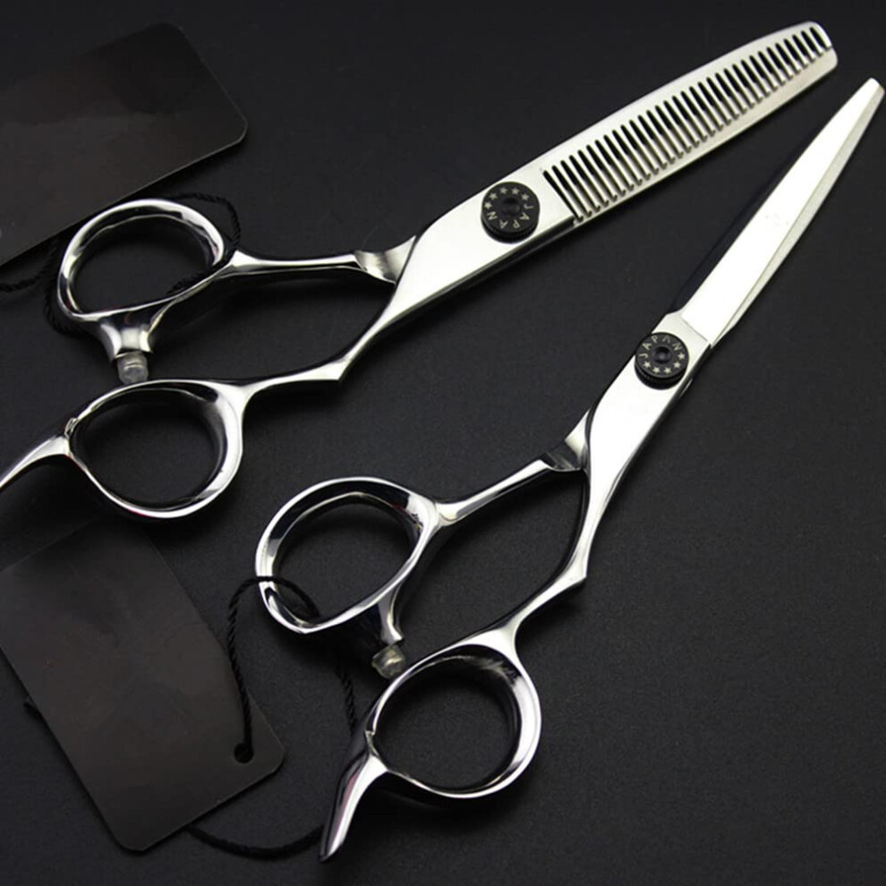 Silver 6 Inch Japan 440C Hair Cutting Scissors Set With Precision Blades And Ergonomic Grip