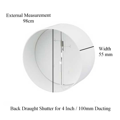Manrose 100mm In-line Extractor Fan Vent Back Draught Shut 1
