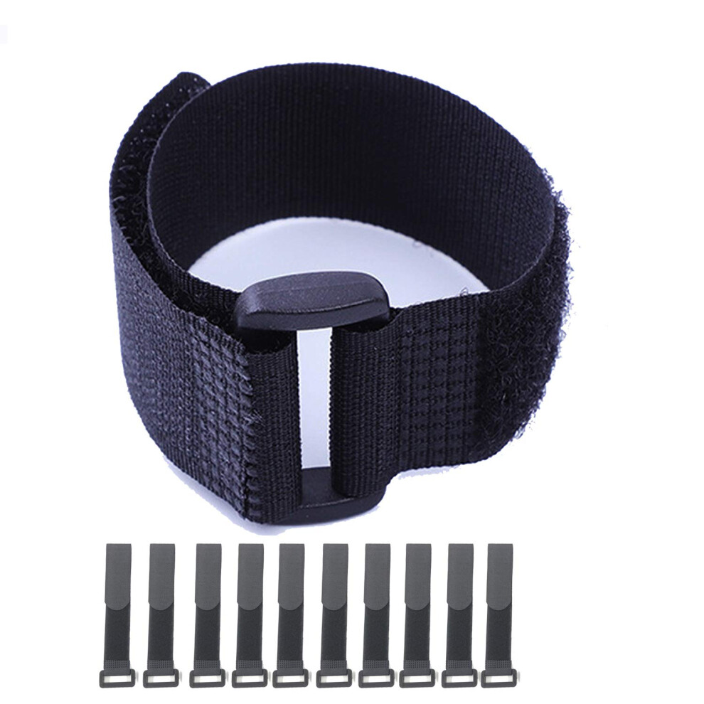 Hook And Loop Cable Straps,Black Self-Adhesive Nylon Straps Cable/Securing Straps With Buckles,Adjustable Reusable Cinch Straps, 1" X 16" Pack Of 10 92978515