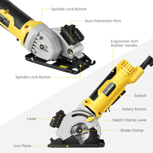 Enventor Mini Circular Saw, 580W 4000RPM Compact E 1