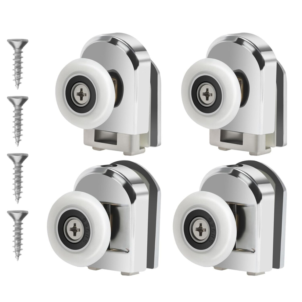 Yuanqian 4Pcs Shower Door Rollers, 23Mm Sliding Shower Doors Wheels Replacement Roller Runner Wheel, Shower Door Runners Pulleys For Curved Glass Doors 4-6Mm