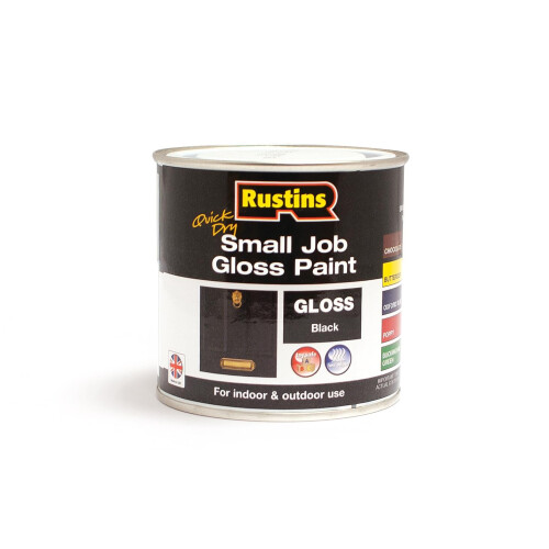 Rustins RUSTINS Black Gloss Paint 250ml- Fast-Drying Water