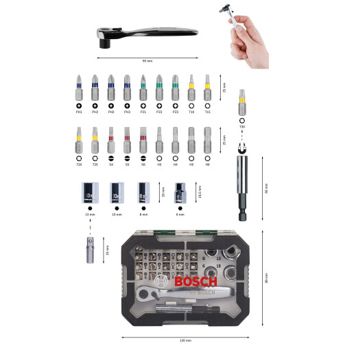 Bosch Bosch 26pc. Screwdriver Bit and Ratchet Set (PH-, 1
