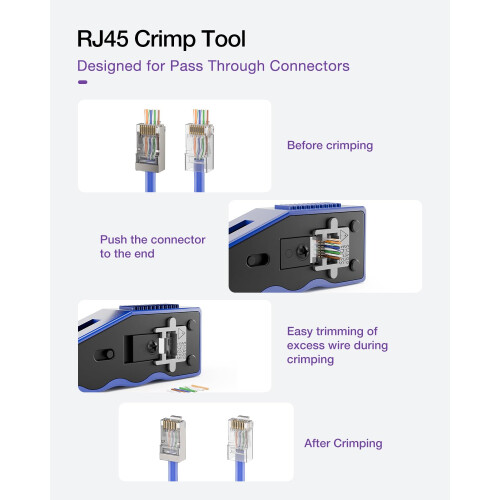 VCE GJ670BL RJ45 Crimp Tool, Pass Through Ethernet 1